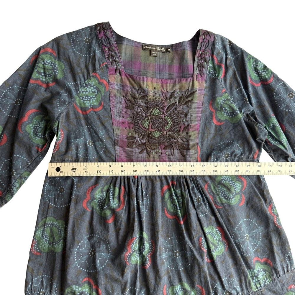 Gudrun Sjoden Alaska 100% Cotton Embroidered Bib Pintuck Ruffle Tunic Dress M - Picture 7 of 9